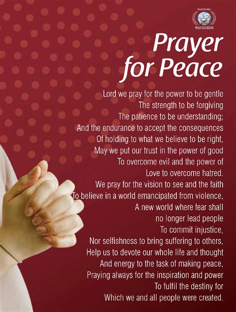 prayers for peace in the world today
